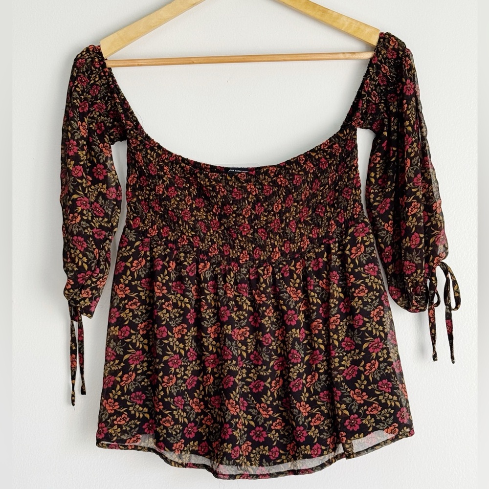 VTG Abercrombie & Fitch Y2K Floral Milkmaid Babydoll Top Women’s XS Coquette